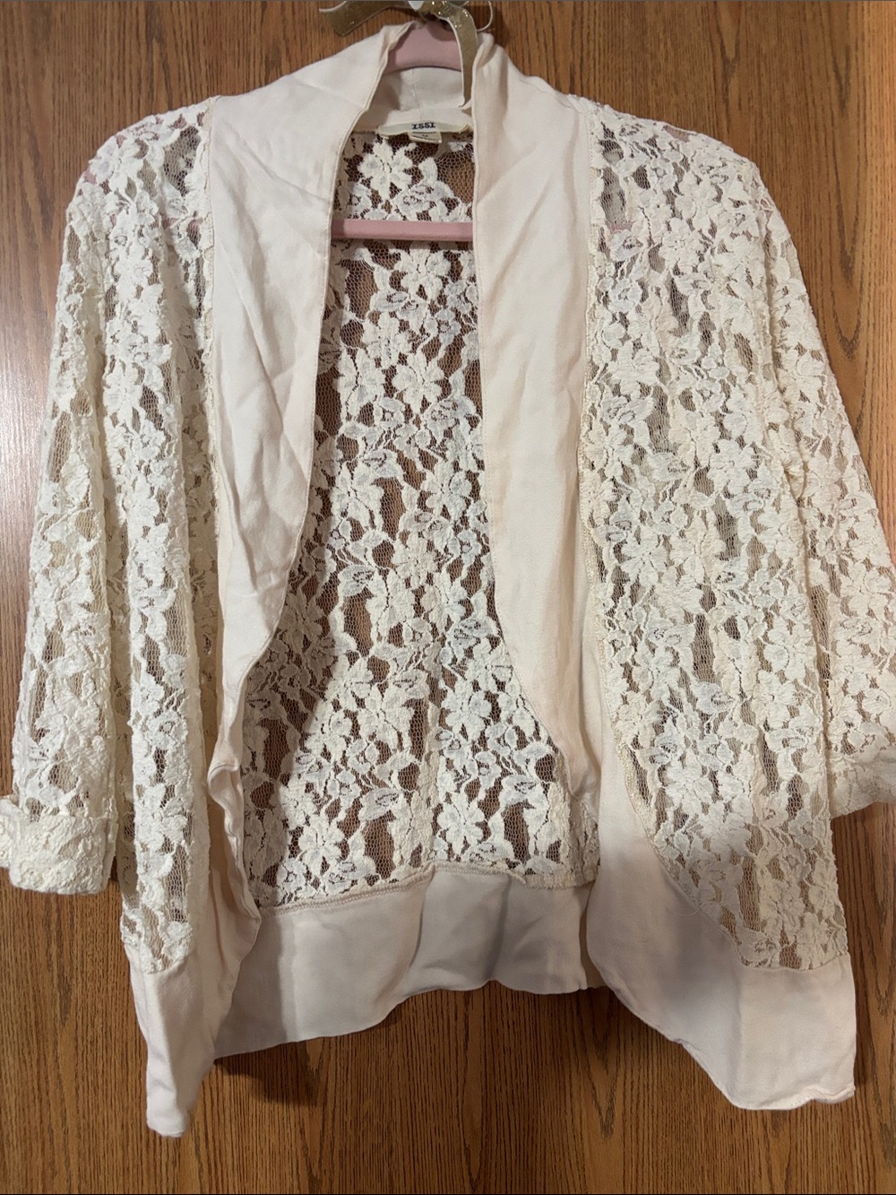 ISSI Lace Open-Front Cardigan in Cream